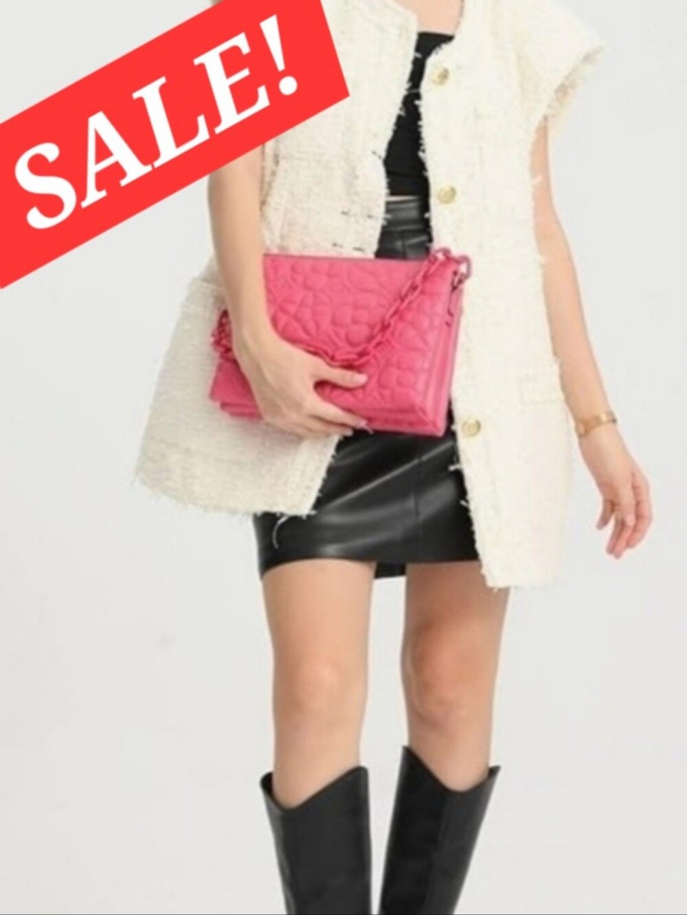 🔴58 Sale!! Chic Pink Quilted Clutch Shoulder Bag